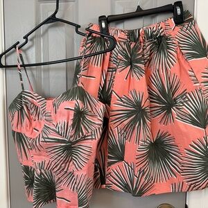 A New Day Pink and Green Palm Print Set